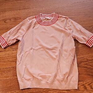 Pink and Red Striped Short Sleeve Top